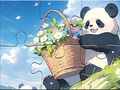 Spil Jigsaw Puzzle: Basket Flower Panda