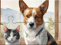 Spil Jigsaw Puzzle: Oil Painting Dog And Cat