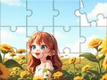 Spil Jigsaw Puzzle: Sunflower Girl