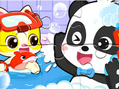 Spil Jigsaw Puzzle: Baby Panda Shower Time