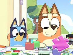 Spil Jigsaw Puzzle: Bluey Family Coloring Day