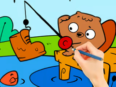 Spil Coloring Book: Fishing Squirrel