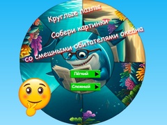 Spil Round Jigsaw Puzzle Collect Pictures of Funny Ocean Inhabitants